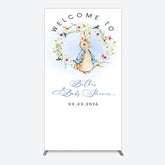 Aperturee - Aperturee Spring Floral Wreath Bunny Baby Shower Rectangle Backdrop